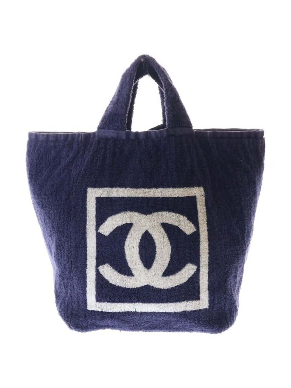 Chanel CC Beach Tote Terry Cloth Navy White - Picture 1 of 6